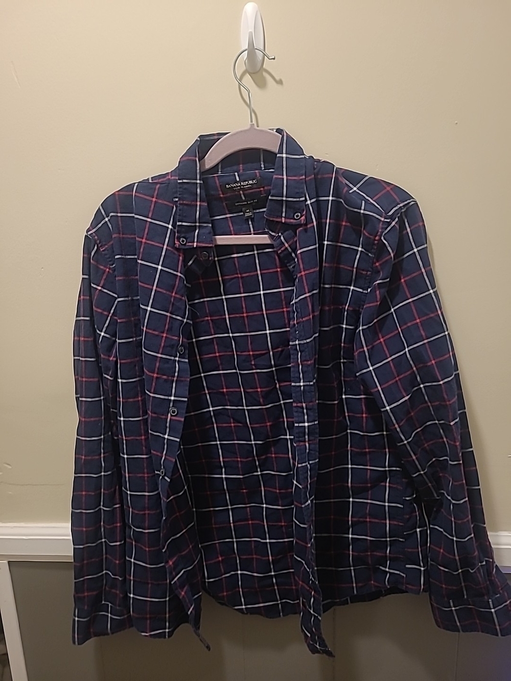 Banana Republic Mens Blue Plaid Button Up Long Sleeve Luxe Flannel Slim Medium